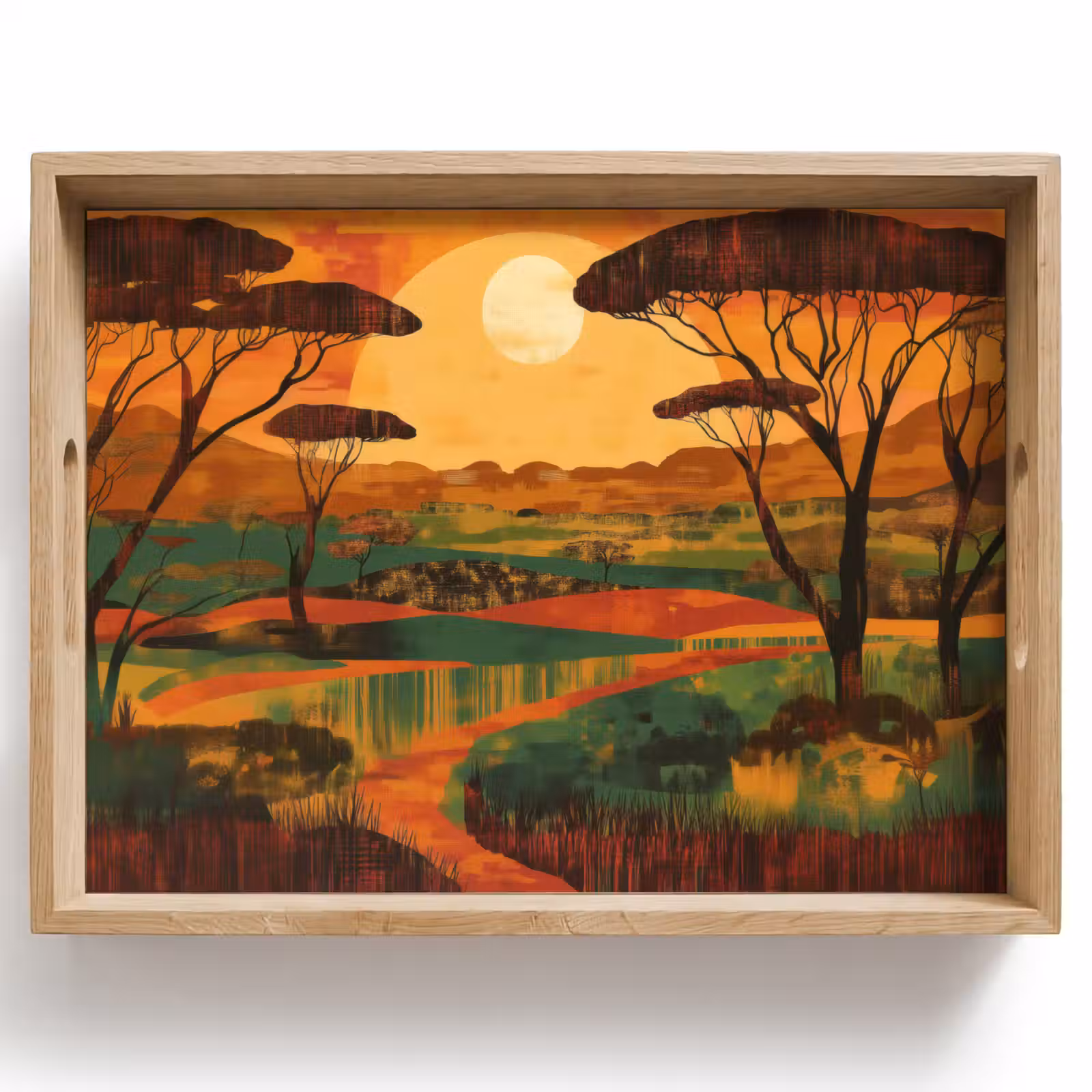 Tablett - Landschaft - Afrikanisch - Sonne — 1