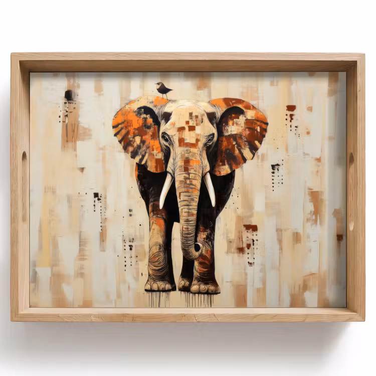 Tablett - Elefant - Rüssel - Mosaik - Abstrakt — 1