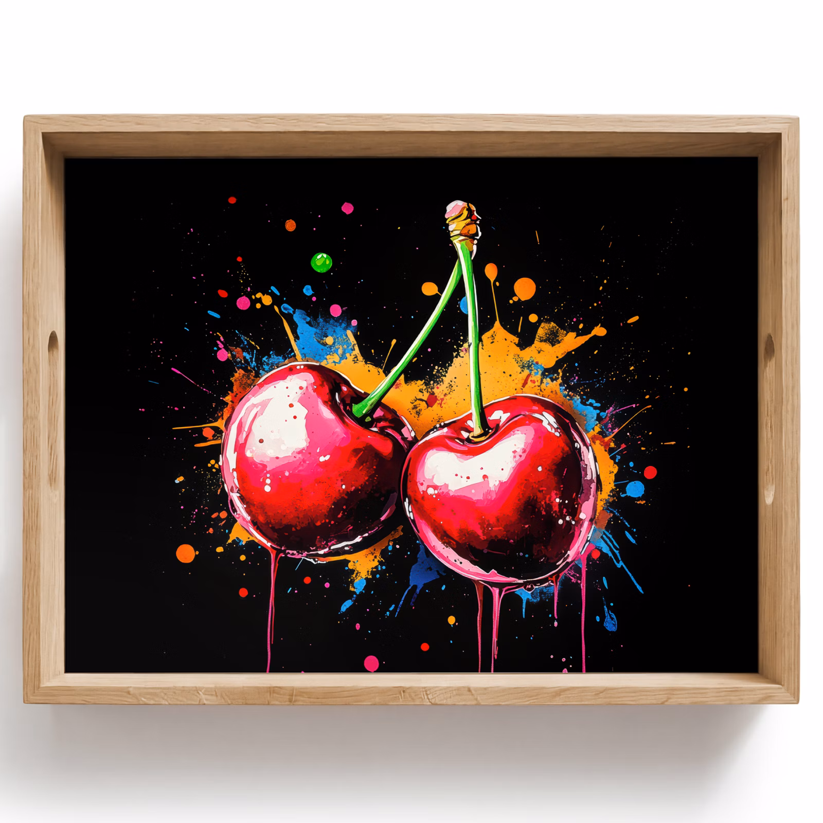 Tablett - Kirschen - Obst - Graffiti - Farbe - Abstrakt - Modern - Farbenfroh — 1