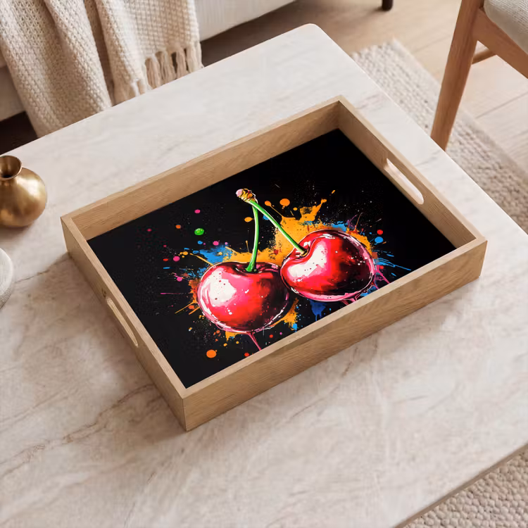 Tablett - Kirschen - Obst - Graffiti - Farbe - Abstrakt - Modern - Farbenfroh — 2