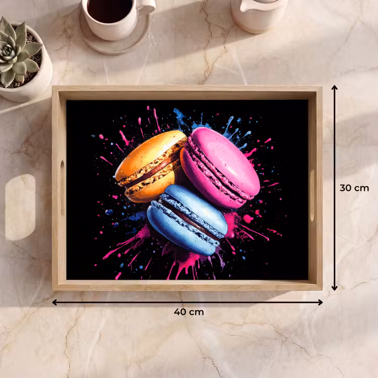 Tablett - Makronen - Dessert - Graffiti - Bunt - Rosa - Blau - Gelb — 7