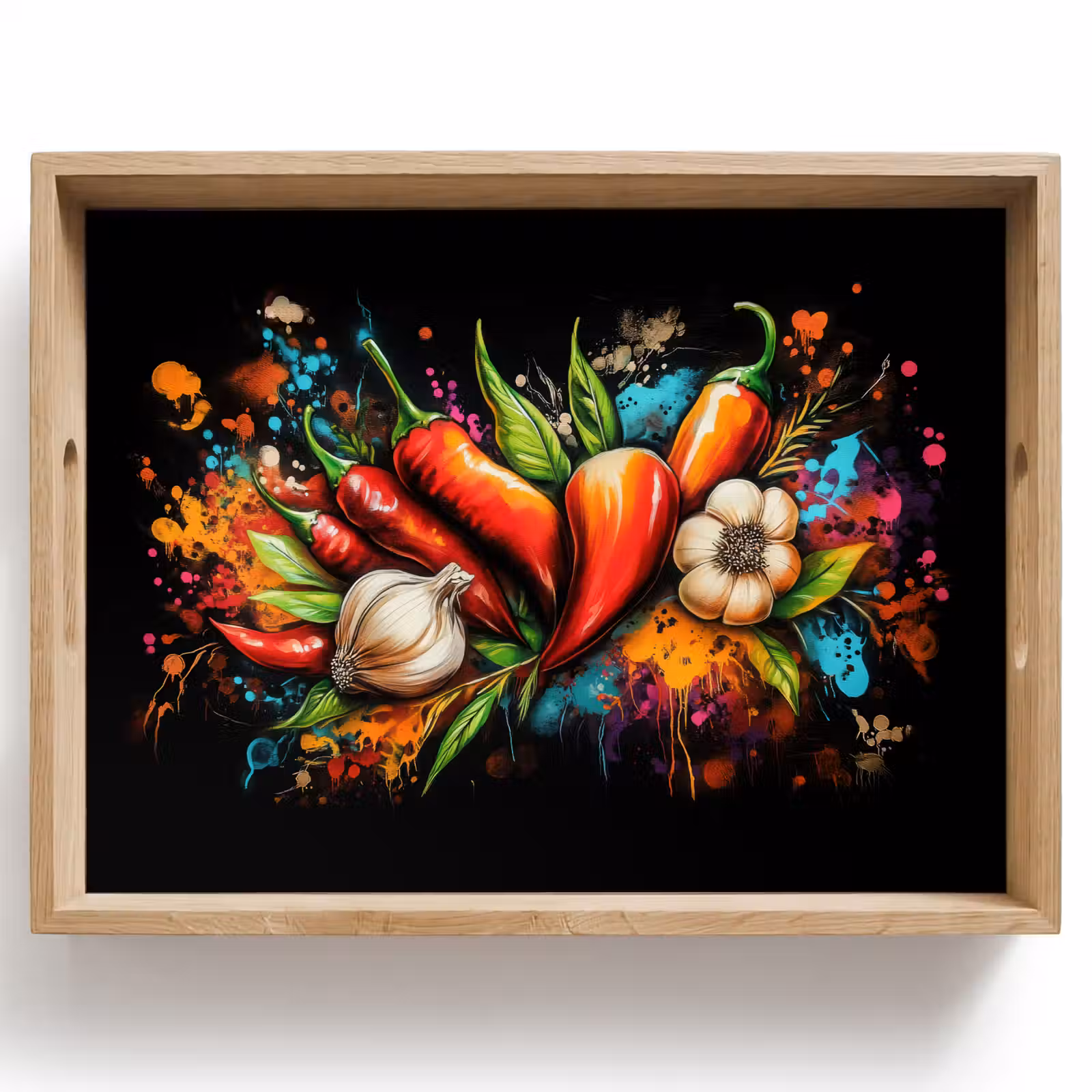Tablett - Gemüse - Paprika - Knoblauch - Graffiti - Farbe - Bunt — 1