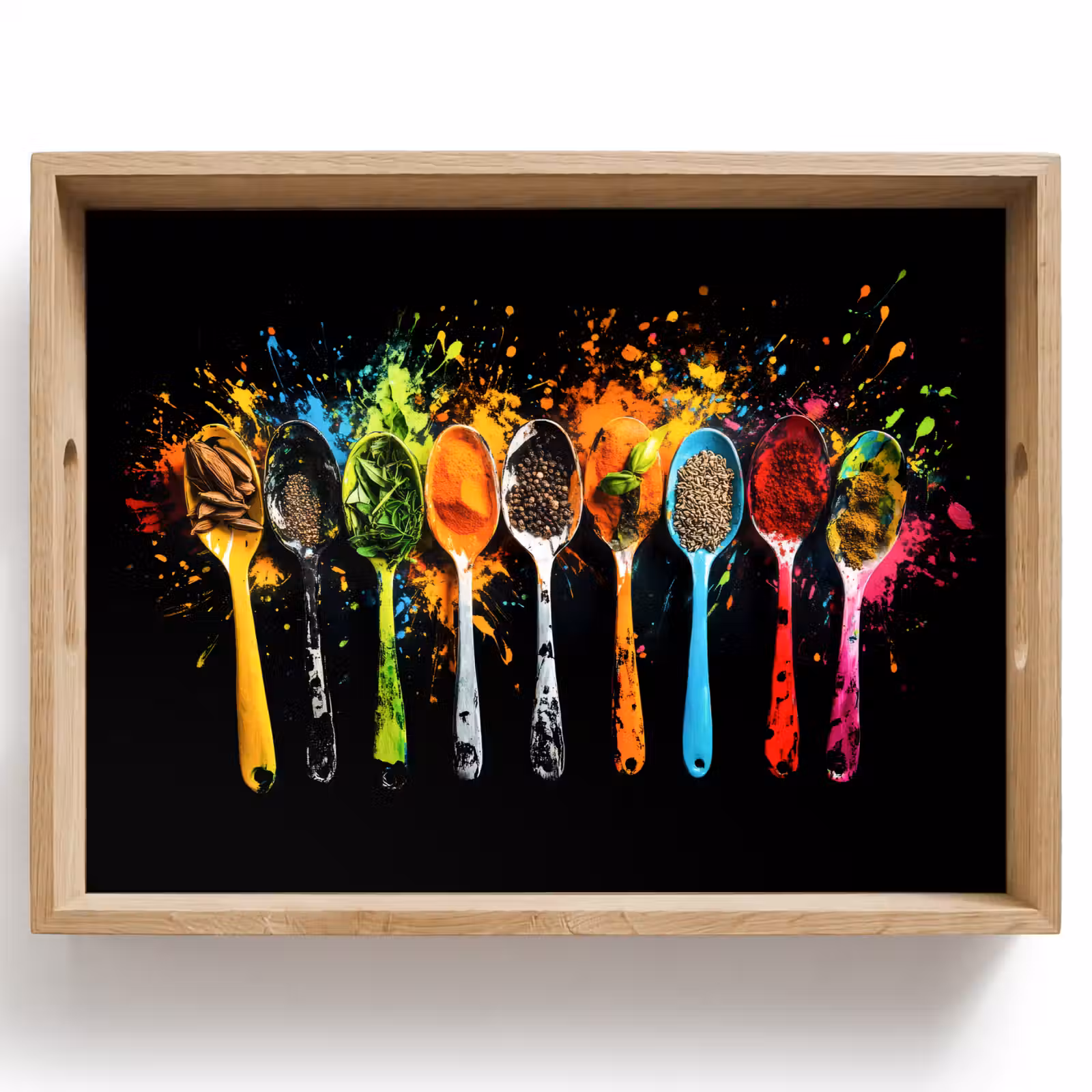 Tablett - Löffel - Gewürze - Modern - Graffiti - Farbe - Farbenfroh — 1