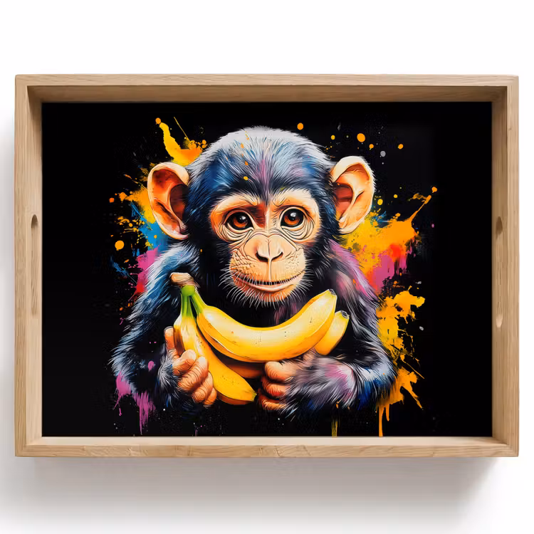 Tablett - Affe - Graffiti - Farbenfroh - Bananen - Modern — 1
