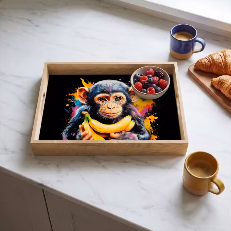 Tablett - Affe - Graffiti - Farbenfroh - Bananen - Modern — 3
