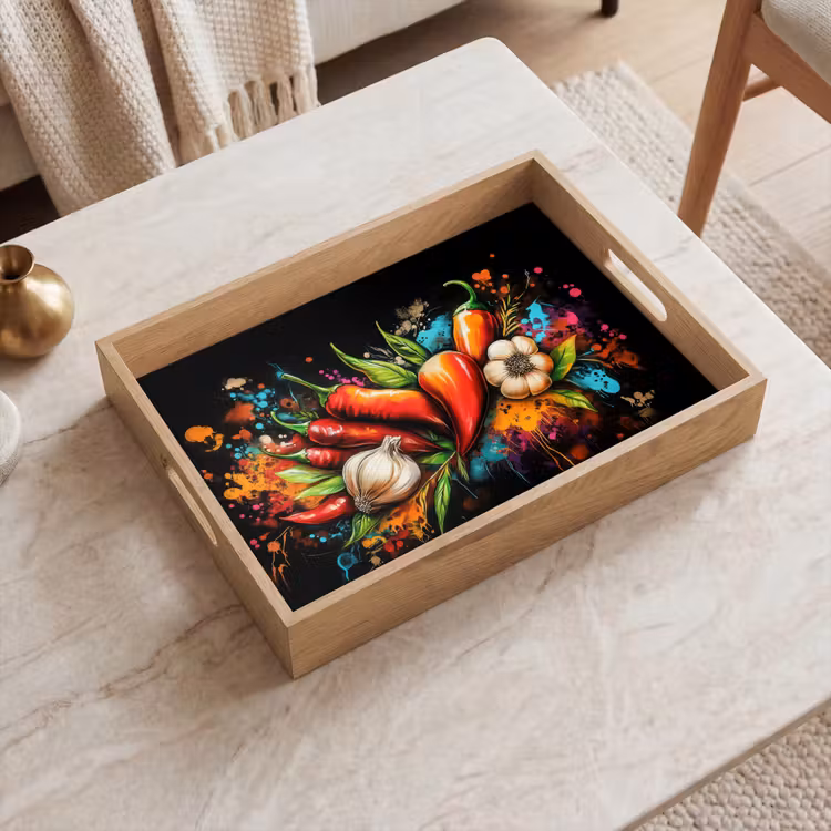 Tablett - Gemüse - Paprika - Knoblauch - Graffiti - Farbe - Bunt — 2
