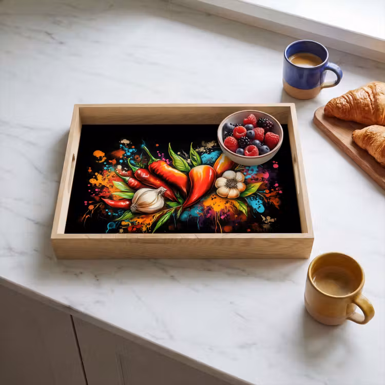 Tablett - Gemüse - Paprika - Knoblauch - Graffiti - Farbe - Bunt — 3