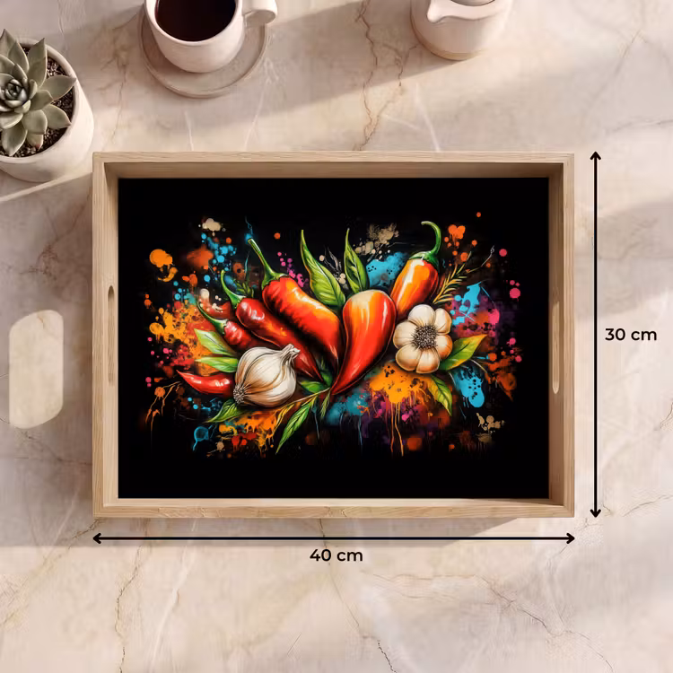 Tablett - Gemüse - Paprika - Knoblauch - Graffiti - Farbe - Bunt — 7