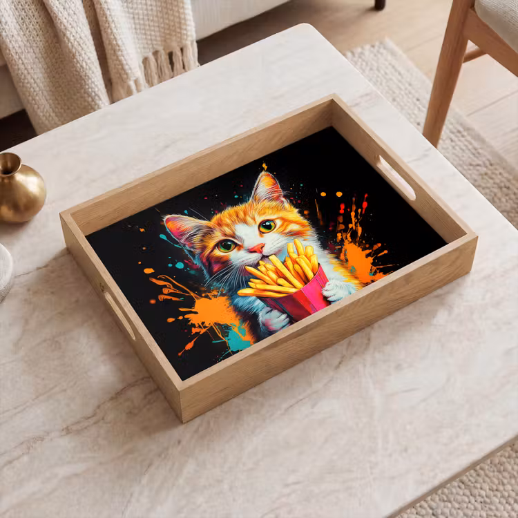 Tablett - Katze - Essen - Pommes frites - Graffiti - Abstrakt — 2