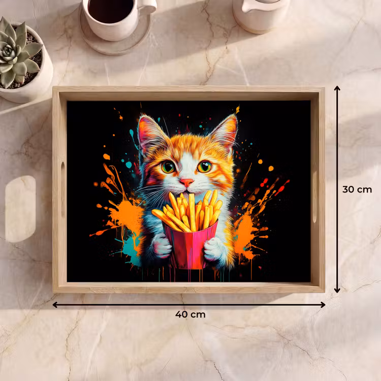 Tablett - Katze - Essen - Pommes frites - Graffiti - Abstrakt — 7