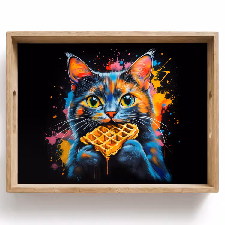 Tablett - Katze - Graffiti - Bunt - Waffel - Essen — 1