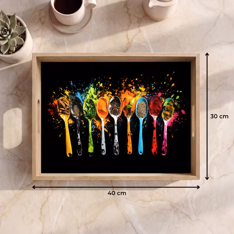 Tablett - Löffel - Gewürze - Modern - Graffiti - Farbe - Farbenfroh — 7