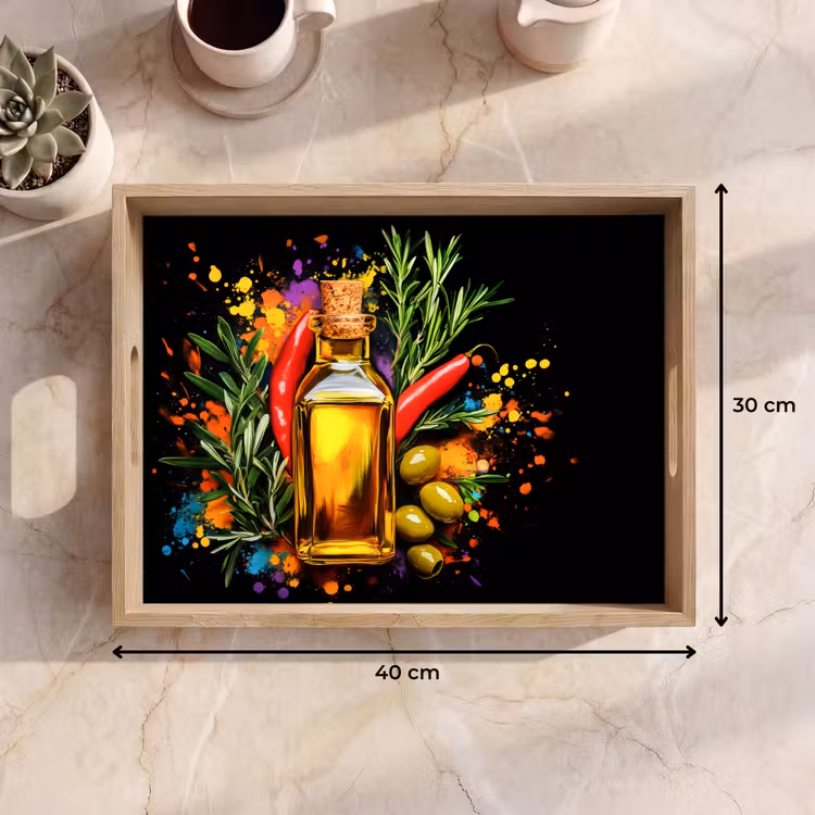 Tablett - Olivenöl - Graffiti - Pfeffer - Oliven - Modern — 7