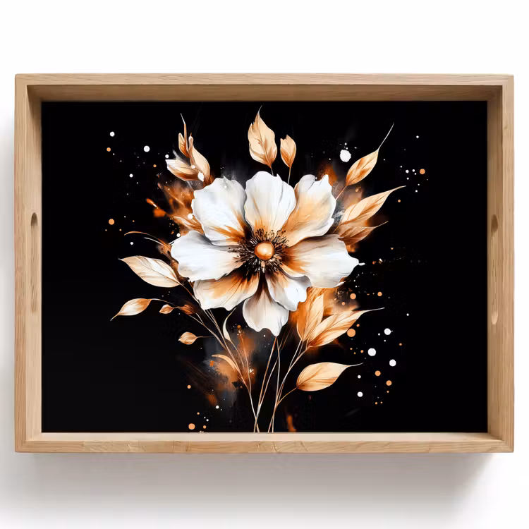 Tablett - Blume - Farbe - Gold - Graffiti - Modern — 1