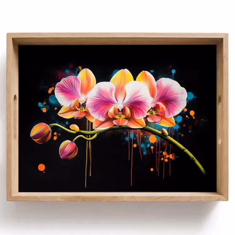 Tablett - Orchidee - Graffiti - Farbenfroh - Blumen - Abstrakt — 1
