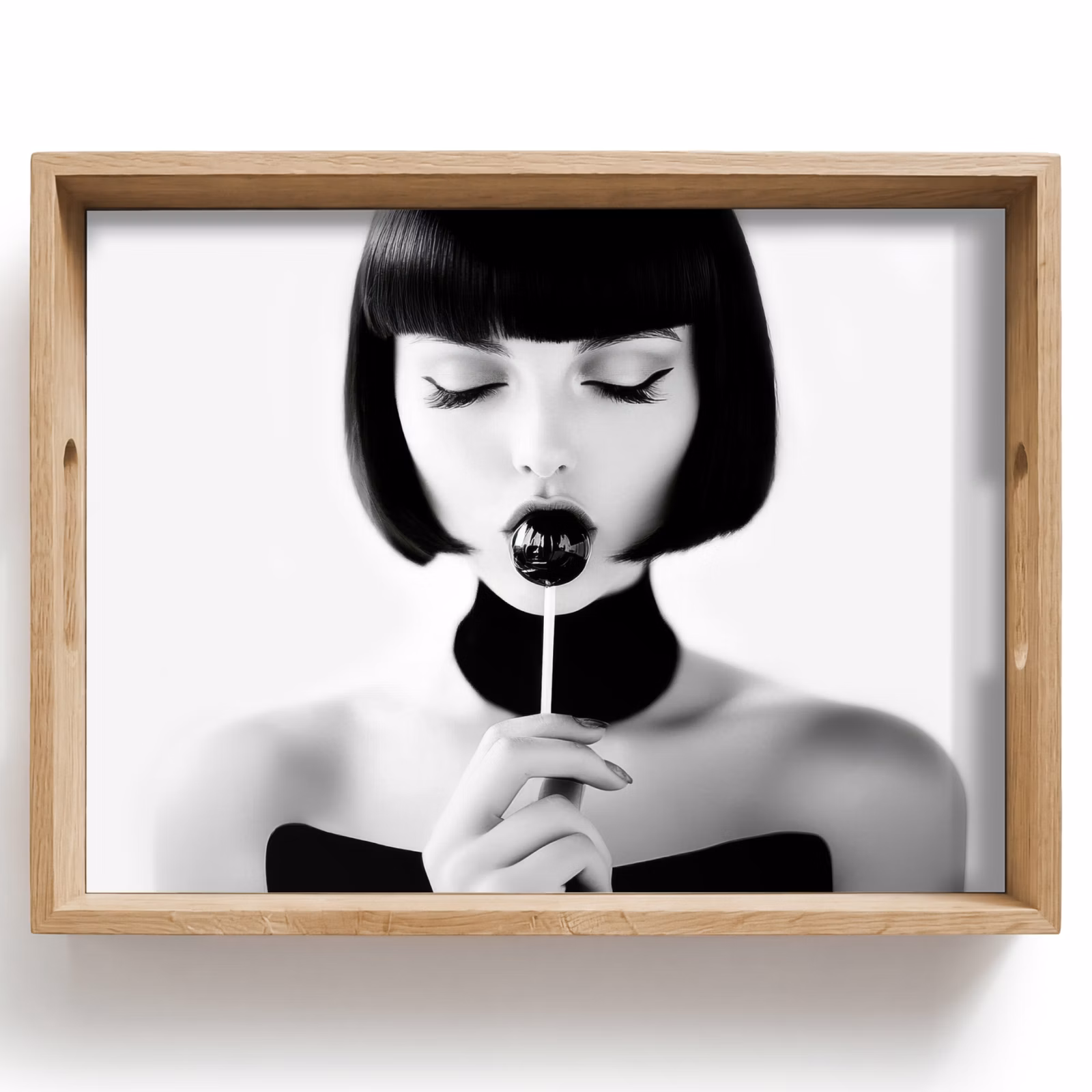 Tablett - Frau - Lolly - Schwarz - Weiß — 1
