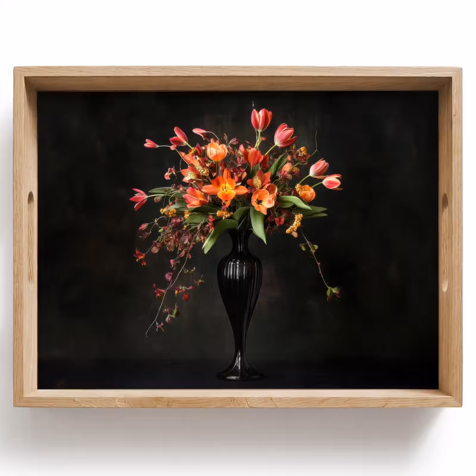 Tablett - Ornamental - Blumenstrauß - Vase — 1