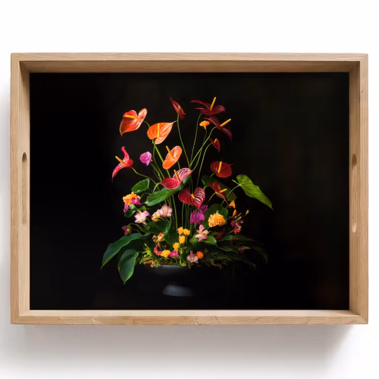 Tablett - Blumen - Vase - Bunt — 1
