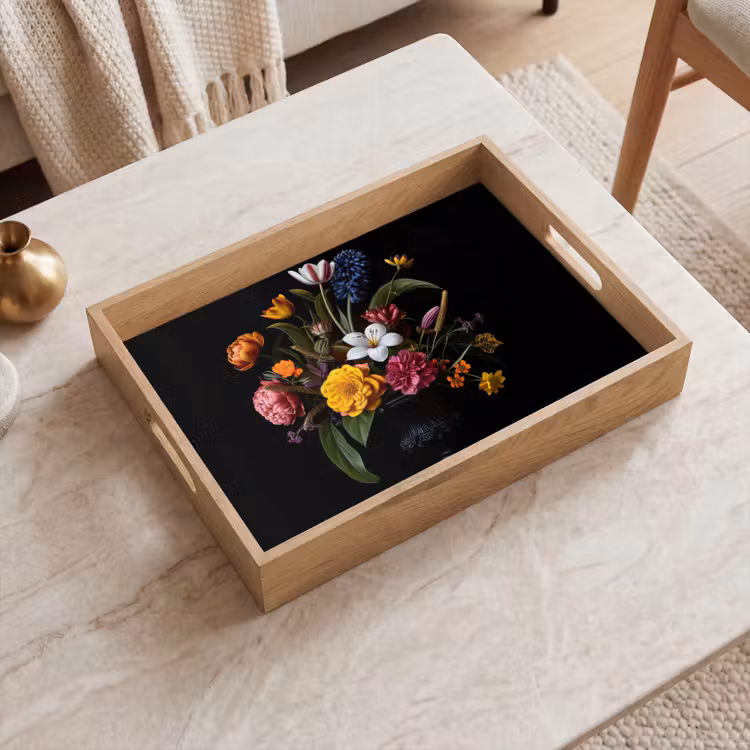 Tablett - Frühling - Blumen - Klassisch - Vase — 2