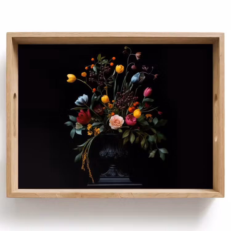 Tablett - Klassisch - Vase - Blumenstrauß - Blumen — 1