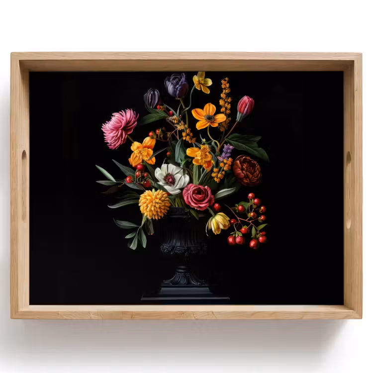 Tablett - Ornamental - Blumenstrauß - Blätter — 1
