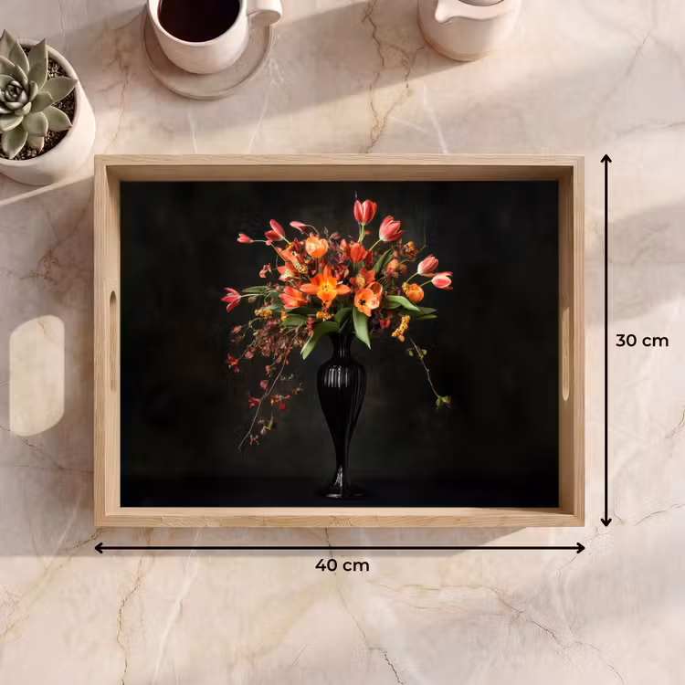 Tablett - Ornamental - Blumenstrauß - Vase — 7