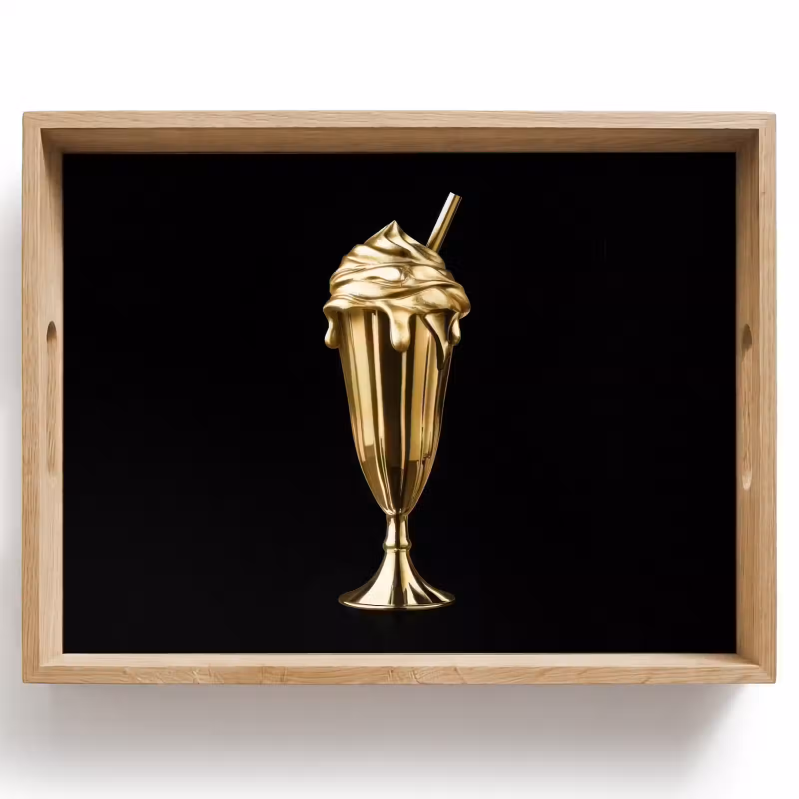 Tablett - Milchshake - Gold - Trinkend - Schwarz — 1