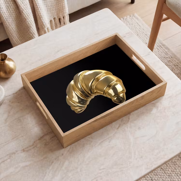 Tablett - Croissant - Brot - Gold - Schwarz — 2