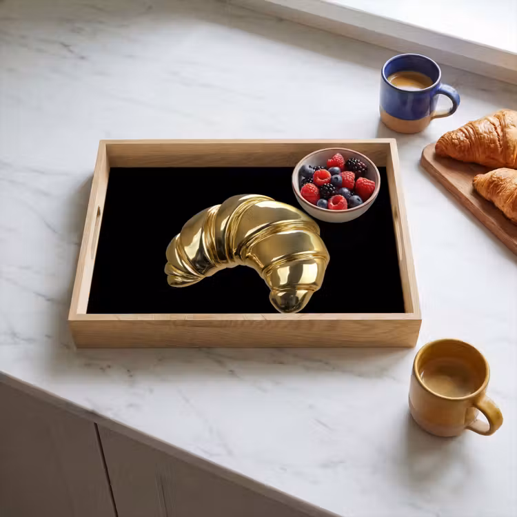 Tablett - Croissant - Brot - Gold - Schwarz — 3