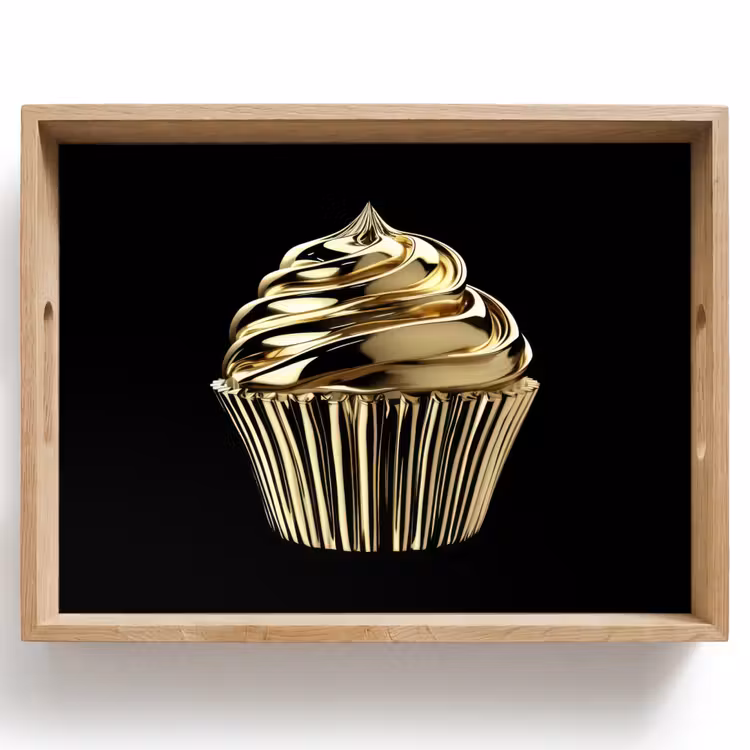 Tablett - Cupcake - Lebensmittel - Gold - Schwarz — 1