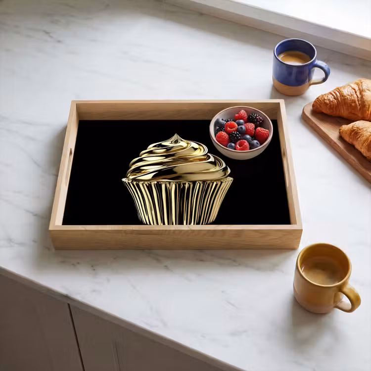Tablett - Cupcake - Lebensmittel - Gold - Schwarz — 3