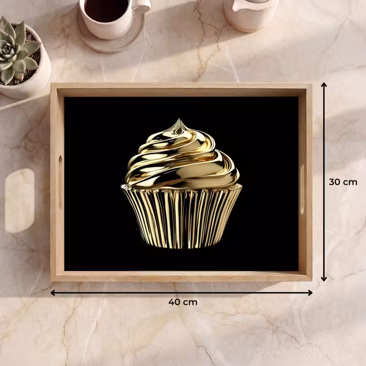 Tablett - Cupcake - Lebensmittel - Gold - Schwarz — 7