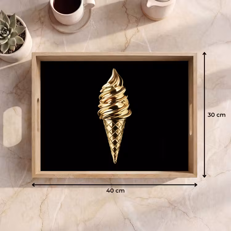 Tablett - Eiscreme - Gold - Schwarz - Lebensmittel — 7