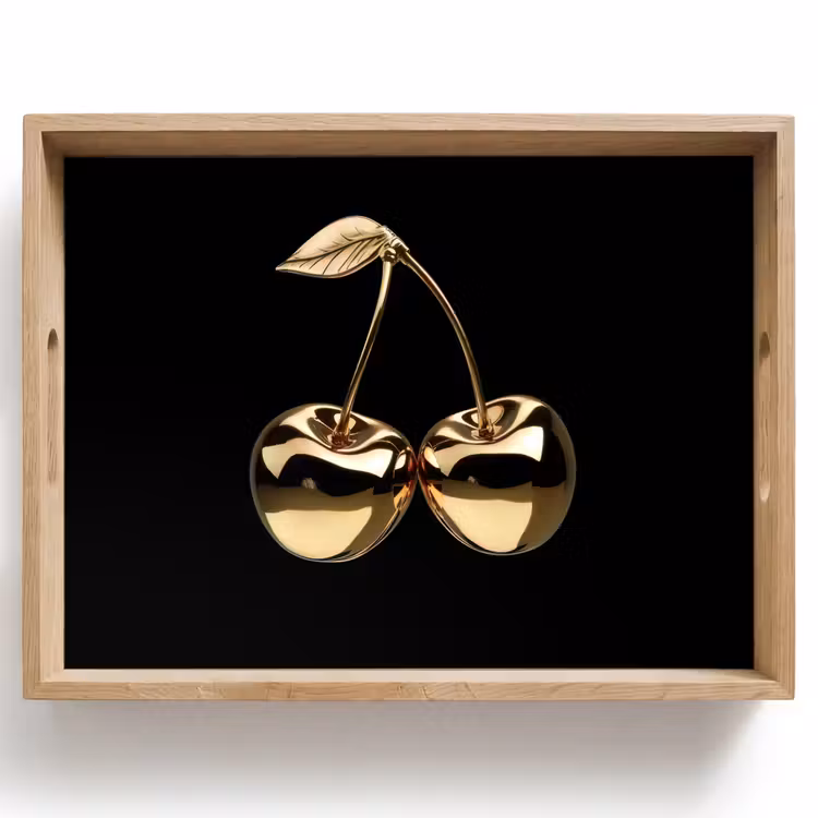 Tablett - Kirsche - Schwarz - Gold - Chrom — 1
