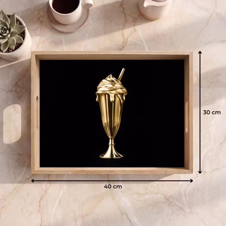 Tablett - Milchshake - Gold - Trinkend - Schwarz — 7