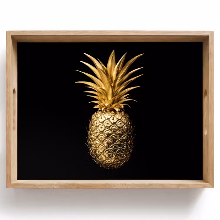 Tablett - Ananas - Schwarz - Gold - Luxus — 1