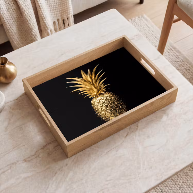 Tablett - Ananas - Schwarz - Gold - Luxus — 2