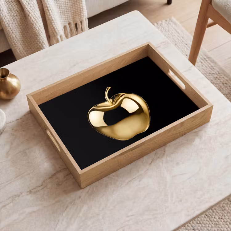 Tablett - Apfel - Gold - Chrom - Schwarz — 2