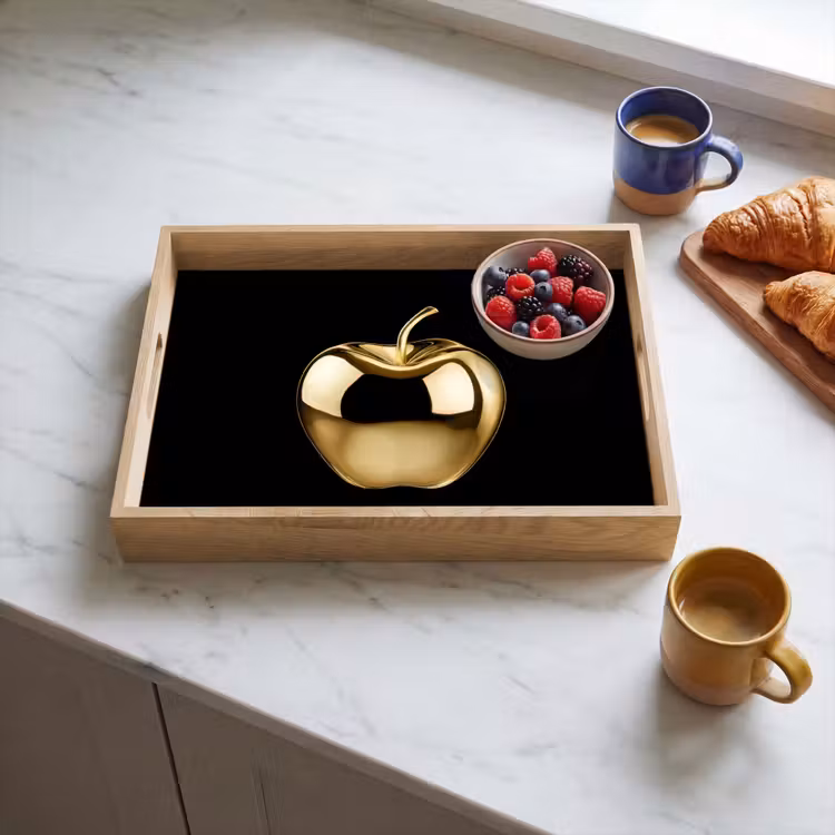 Tablett - Apfel - Gold - Chrom - Schwarz — 3