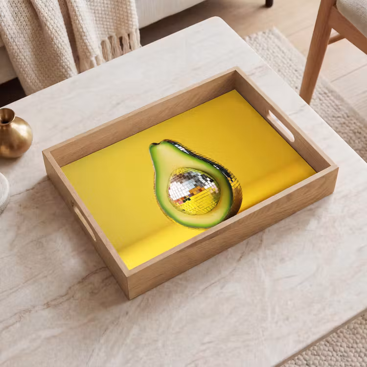 Tablett - Avocado - Discokugel - Gelb - Glitzer — 2