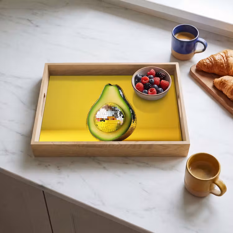 Tablett - Avocado - Discokugel - Gelb - Glitzer — 3