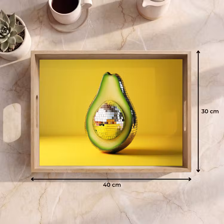 Tablett - Avocado - Discokugel - Gelb - Glitzer — 7