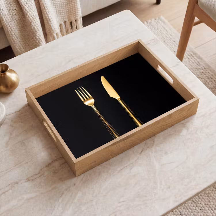 Tablett - Besteck - Gold - Messer - Gabel — 2