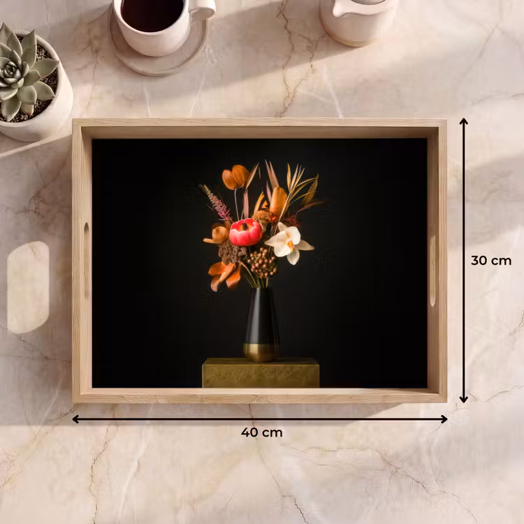 Tablett - Blumenstrauß - Orange - Gold - Vase — 7