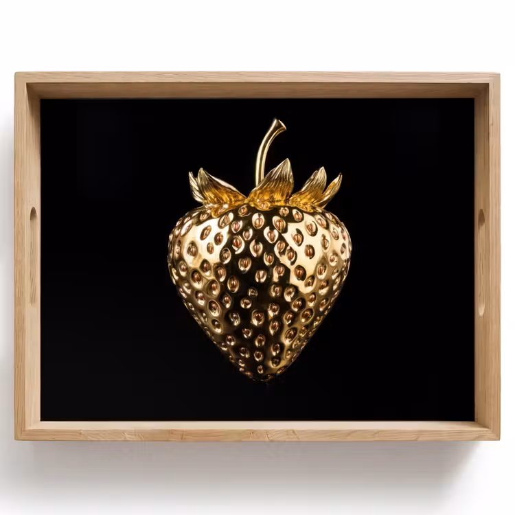 Tablett - Erdbeere - Gold - Schwarz - Chrom — 1