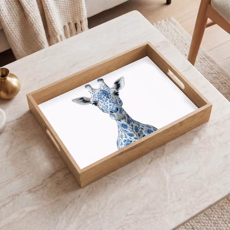 Tablett - Giraffe - Delfter Blau - Tiere - Minimalistisch — 2
