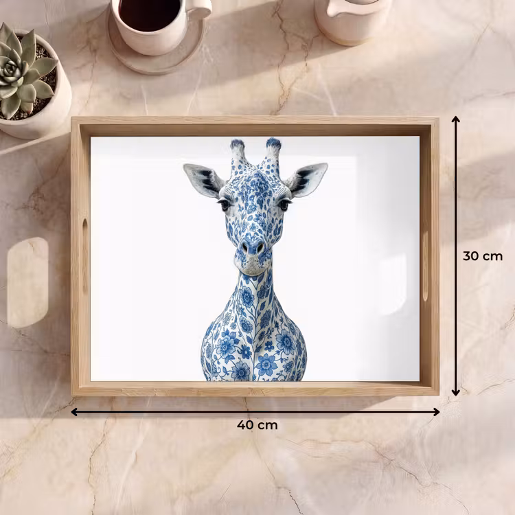 Tablett - Giraffe - Delfter Blau - Tiere - Minimalistisch — 7