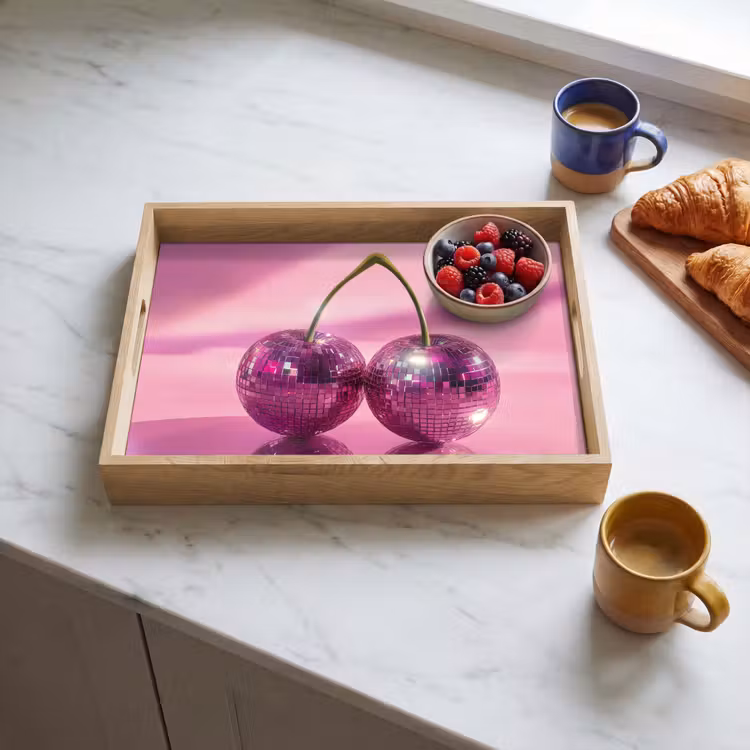 Tablett - Glitzer - Discokugel - Rosa - Kirsche — 3