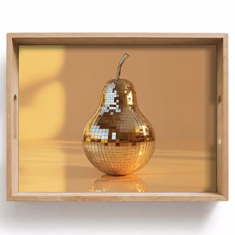 Tablett - Gold - Disco - Glitzer - Birne — 1