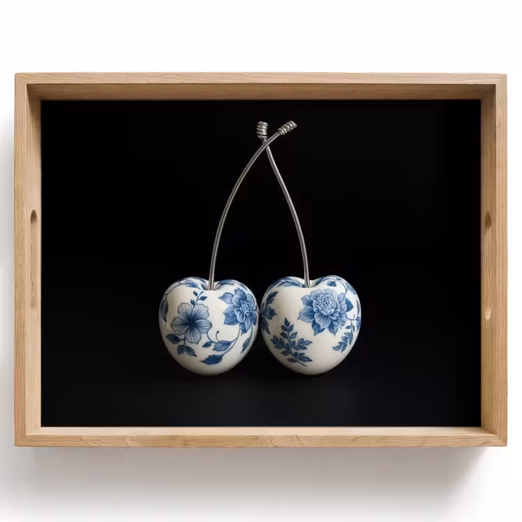 Tablett - Kirschen - Delfter Blau - Obst — 1